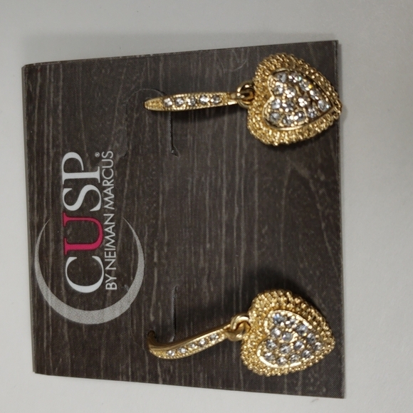 💖 CUSP by Neiman Marcus Gold-Tone Heart Crystal Drop Earrings - Women's Jewelry - Picture 8 of 11